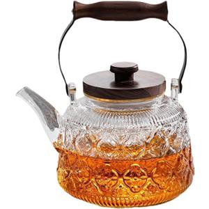 34oz High Borosilicate Glass Teapot, Thickened Heatproof Glass Teapot with Infuser and Lid, Stovetop Safe Tea Kettle, Hand Crafted Kettle, for Women and Adult (Clear)