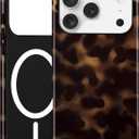 Jusy Compatible with MagSafe Brown Tortoise Shell Print Case for iPhone 17 Pro, Amber Trendy Luxury Magnetic Soft TPU and Hard PC Protective Phone Cover for Women Girls - Tortoise Shell