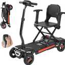 VEVOR Auto-Folding Mobility Scooter for Seniors & Adults, Airline Approved 4-Wheel Electric Scooter with Dual Front Suspension & Removable Batteries, Long Range 4 MPH, Lightweight Foldable for Travel