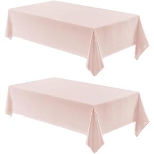 2 Pack Rectangle Tablecloth, 52x70 inch, Water Resistant Wrinkle Free Linen Textured Table Cloth Washable, Decorative Fabric Table Cover for Dining, Party and Camping, Pink