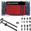 30PCS Nylon Universal Cable Tie Buckles, Multi-functional T Rivet Zip Ties - Automotive Zipper Clips with Pin & Button Design for Car Daily Repair, Fender Liner, Bumper Retainer, Door Panel Fastener