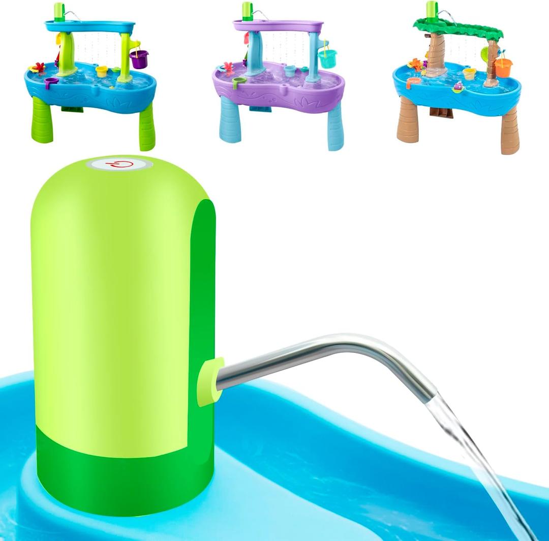 Ultimate Water Table Pump: 3 Hours of Non-Stop Fun Rechargeable Battery Powered Water Pump for Toddlers Water Play Sand Table Toys Accessories Summer Outdoor Game Toys for Kids Green