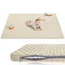 Baby Floor Play Mat for Playpen, Extra Thick 74x50 Inches Padded Mat with Ultra Soft 3D Minky Dot & Removable Washable Cover, Non-Slip & Safe for Crawling,Tummy Time,Infant/Toddler (Beige)