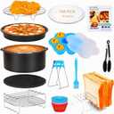 18 PCS Air Fryer Accessories, 8 Inch XL Deep Fryer Accessories Compatible with Gowise USA Phillips Ninjia Cosori Cozyna Air Fryer, Fit 3.6QT- 6.8QT Air Fryer with Cake Pan, Pizza Pan, Air Fryer Liner