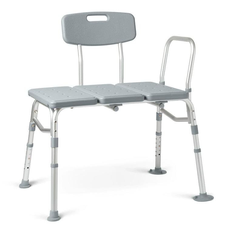 Medline Transfer Bench for Bathtubs and Showers, Slip-Resistant, 400 lb. Weight Capacity, Gray