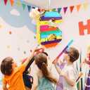 Rainbow Number 6 Pinata with a Blindfold and Bat for Boys Girls 6th Birthday Party, Kids Anniversary Celebration, Fiesta Supplies (16.1 x 10.6 x 3.2 Inches)