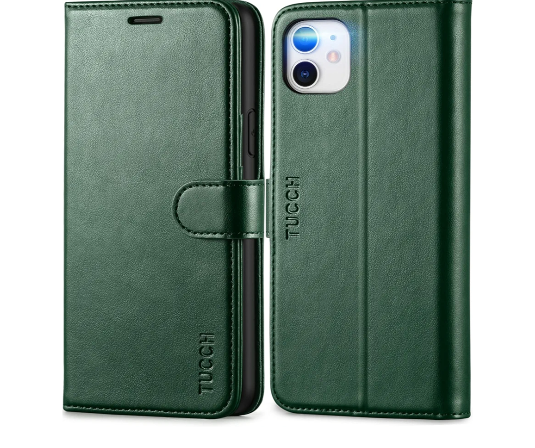 TUCCH Wallet Case for iPhone 11, [TPU Shockproof Inner Shell], PU Leather [RFID Blocking] Card Holder Magnetic Stand Protective Cover Compatible with iPhone 11 6.1" 2019, Midnight Green