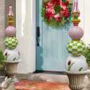 4.3Ft 2 Pcs Large Inatable Christmas Ornaments Balls Outdoor, Topiary Decorations for Urn Porch, Yard Garden Garden Easter Decor