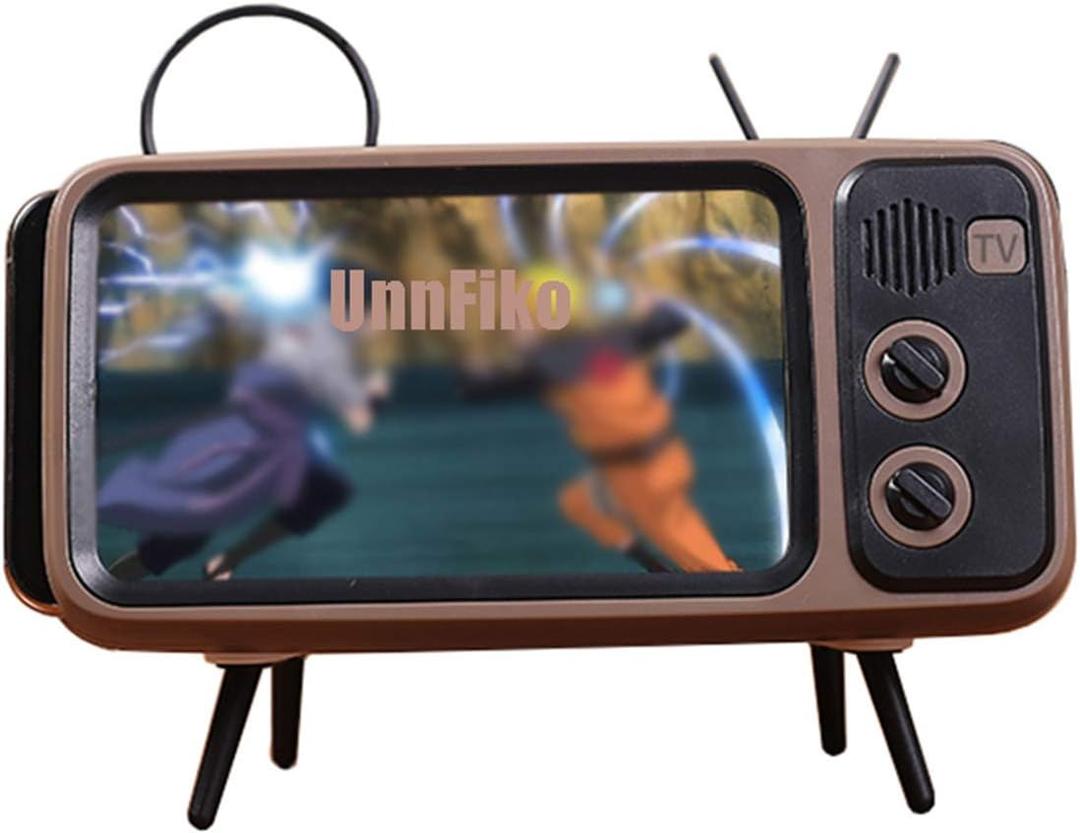 UnnFiko Wireless Bluetooth Speakers Retro TV Style Stand Holder, Cartoon Desktop Bracket Desk Mount, Universal for Samsung iPhone 12 13 14 11 Pro Max (TV Brown Bluetooth)
