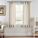 jinchan Linen Curtains Oatmeal Semi Sheer Curtains 63 inch Length for Closet Small Window Living Room Bathroom Neutral Farmhouse Cottage Core Light Filtering Privacy Rod Pocket Back Tab 2 Panels