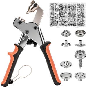 GRENTOOL Snap Fastener Tool Kit, Button Snap Kit with 100 Sets 15mm Boat Cover Snaps, Heavy Duty for Fabric, Leather, RV, Boat, Canvas, Sewing, DIY Crafts