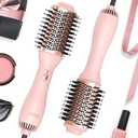 LANDOT Hair Blow Dryer Brush: One-Step Hot Air Brush with 60mm Oval Barrel - 4 in 1 HairDryer Styler and Volumizer for Drying Straightening Curling Volumizing Hair Fight Frizz and Add Volume (Pink + Rose Gold)