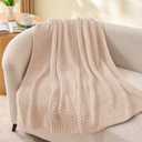 BEDELITE Chunky Cable Knit Throw Blanket, Acrylic Chunky Knitted Blankets, Super Soft Cozy Woven Pink Throw Blanket for Sofa Couch Bed Room Home Decor, Gift for Women, 50"x60"