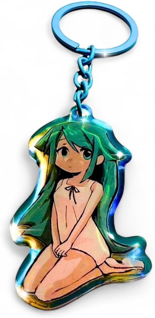 Anime Saya Inspired Fan-Made Artwork Acrylic Keychain Blue Chain & Ring