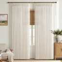 Birch Thick Linen 50 Inch Wide Viral Curtains 90 Inches Long for Sliding Glass Doors 2 Panels Set, Memory Shape Pinch Pleated Farmhouse Semi Sheer Light Filtering Dining Room Cream Ivory Window Drapes
