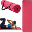 Gaiam Essentials 2/5" Thick (10mm) Yoga & Pilates, Fitness & Exercise Mat with Easy-Cinch Carrier Strap Cusion Support For Fitness and Gym Workouts