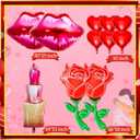 2 x Happy Valentine's Day Balloons, Lip Balloon Lipstick Balloon Red Rose Balloons for valentines day decorations Wedding Decor Anniversary Decorations Romantic