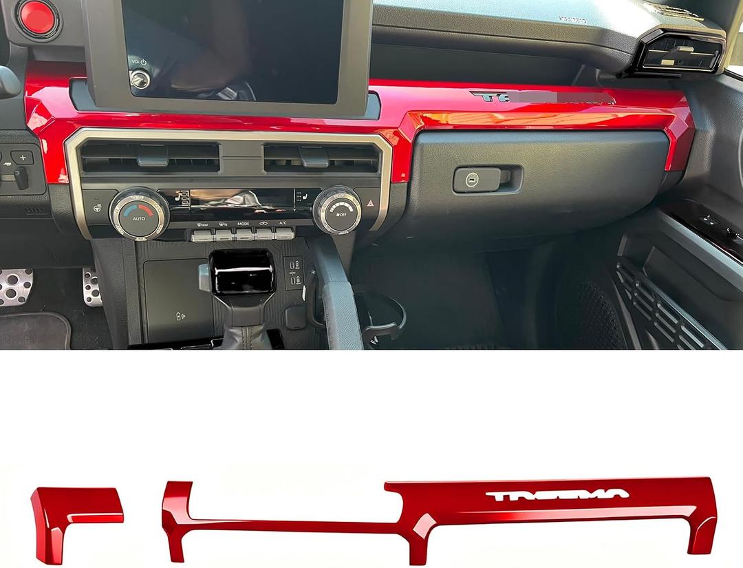Dashboard Cover For Toyota Tacoma 2024 2025 2026 8&14Inch Display Interior Accessories Center Consoles ABS Frame Decor (Dark Red, Dashboard Cover)