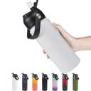 Fijinhom 18oz Insulated Stainless Steel Water Bottle, Wide Mouth Double Wall Vacuum, Silicone Straw, Sweat & Leak Proof, BPA Free Insulated Water Flask for Travel, Keep Cold 24h Hot 12h, White