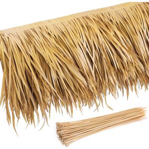 Sawysine Mexican Roof Thatch Tiki Hut Grass Skirting Palm Thatch Rolls for Tiki Bar Duck Blind Patio Umbrella Artificial Palapa Decorations(1.6 x 9.8 ft,Yellow)