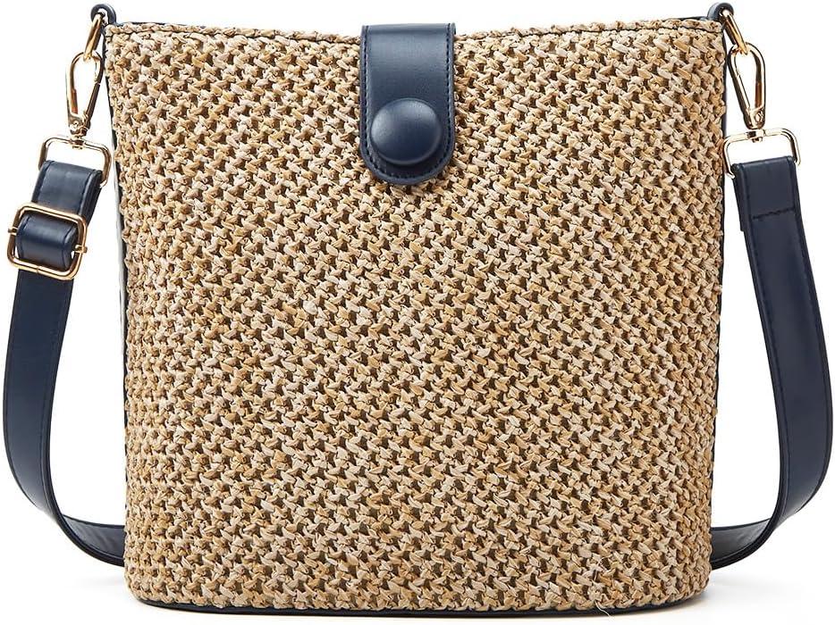 Straw Beach Bags For Women Rattan Purse Summer Straw Cross-body Bag Raffia Handbag Purses Shoulder Bag Small Bucket Bag 2026