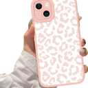 ZIYE for iPhone 13 Case Pink Leopard Pattern Phone Case with Camera Protection,TPU Silicone Rubber Protective Cover Cheetah Design Cases Compatible with iPhone 13 6.1 Inch