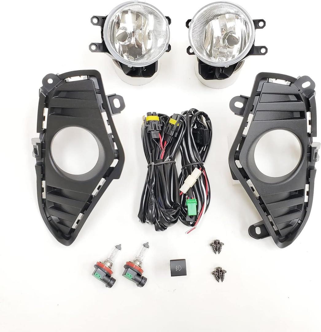 LEDIN Fog Lights Compatible For 2019-2024 Toyota Rav4 (OE Style Clear Lens with Switch, Bezels, Wires)