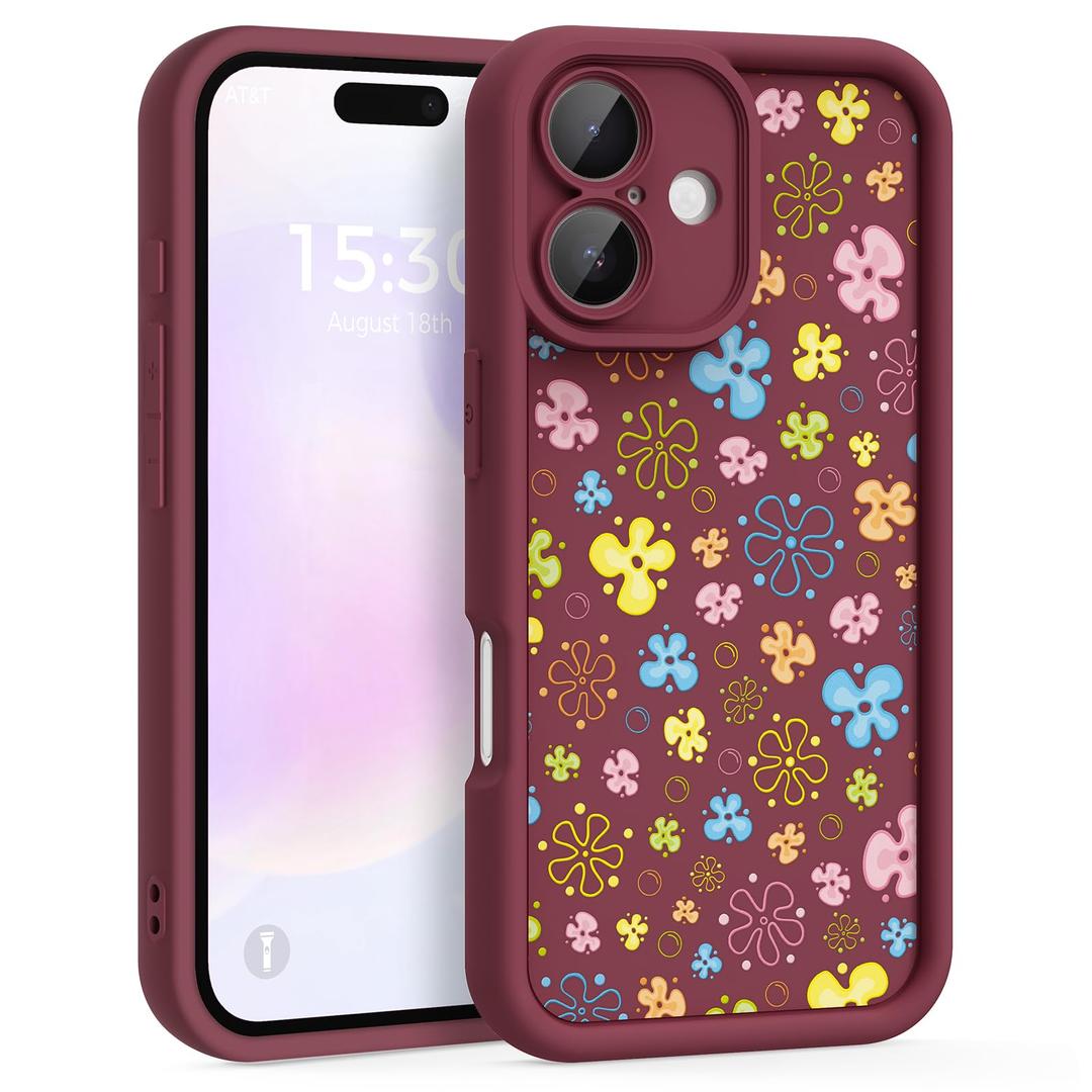FUXICASE Case for iPhone 16, Silicone Shockproof Cover Women