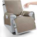 100% Waterproof Recliner Chair Covers 23.6", Non-Slip Recliner Cover for Chair with Pocket Washable Recliner Covers that Stay in Place with Elastic Straps for Dogs Cats Kids Pets-Khaki