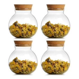 DNIENKGE 17oz Spherical Glass Jar with Cork Lid Airtight - Kitchen Glass Jar for Preserving and Storing candy, tea, Coffee, Spice, flour, Beans etc