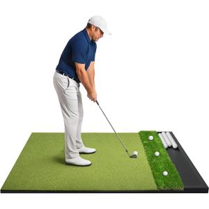 Golf Hitting Mat with Ball Tray 5x4ft - 6x4ft Dual-Turf Practice Mat for Indoor & Outdoor Use Golf Training Mat with Rubber Tee Holes, Suitable for Swing Driving & Chipping, 5 x 4 ft - 1.02"