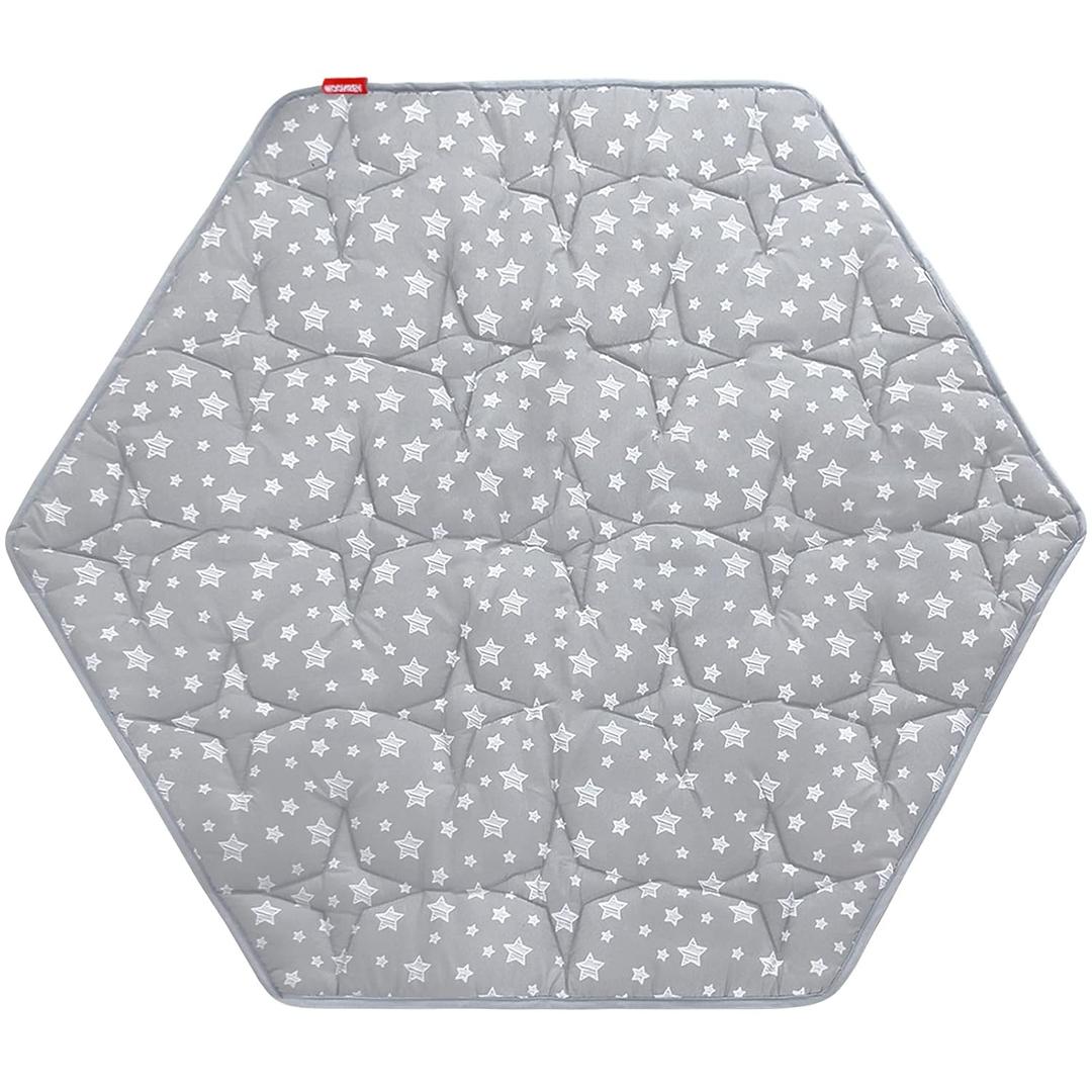 Hexagon Playpen Mat, Baby Playmat Fits Regalo Portable Play Yard 48 Inch and hiccapop 53" PlayPod Playpen, 6 Panel Playpen Mattress Non Slip Pad Mat (Grey With Star)