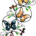 RCJSKJ Metal Butterfly Wall Decor, Indoor Outdoor Wall Art Sculpture,Metal Butterfly Wall Sculpture Decorative Home Accent (37inches) (37L" x 19W")