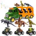 Dinosaur Toy Trucks with 3 Dino Cars & 3 Dino Figures, Sound Light Transport Carrier Truck Dinosaur Toys for Kids 3-5-7, Toddler Boy Toy for 3 4 5 6 7+ Year Old Boy Birthday Gifts Christmas