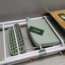 HBTower Kids Step Stool 2 Steps, Toddler Tower for Kitchen Counter Learning, Toddler Kitchen Stool Helper with Anti-Drop Safty Railing Kids Standing Folding Stepper, Green