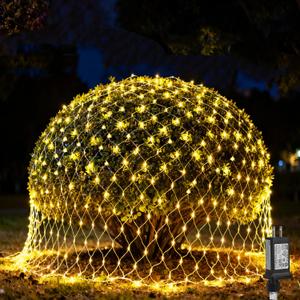 Outdoor Christmas Lights, 360 LED Sturdy Net Lights, 12x5Ft Outdoor String Lights, 8 Modes & Waterproof, Christmas Decoration for New Year, Bushes, Gardens, Lawns, Patio Decor - Warm White