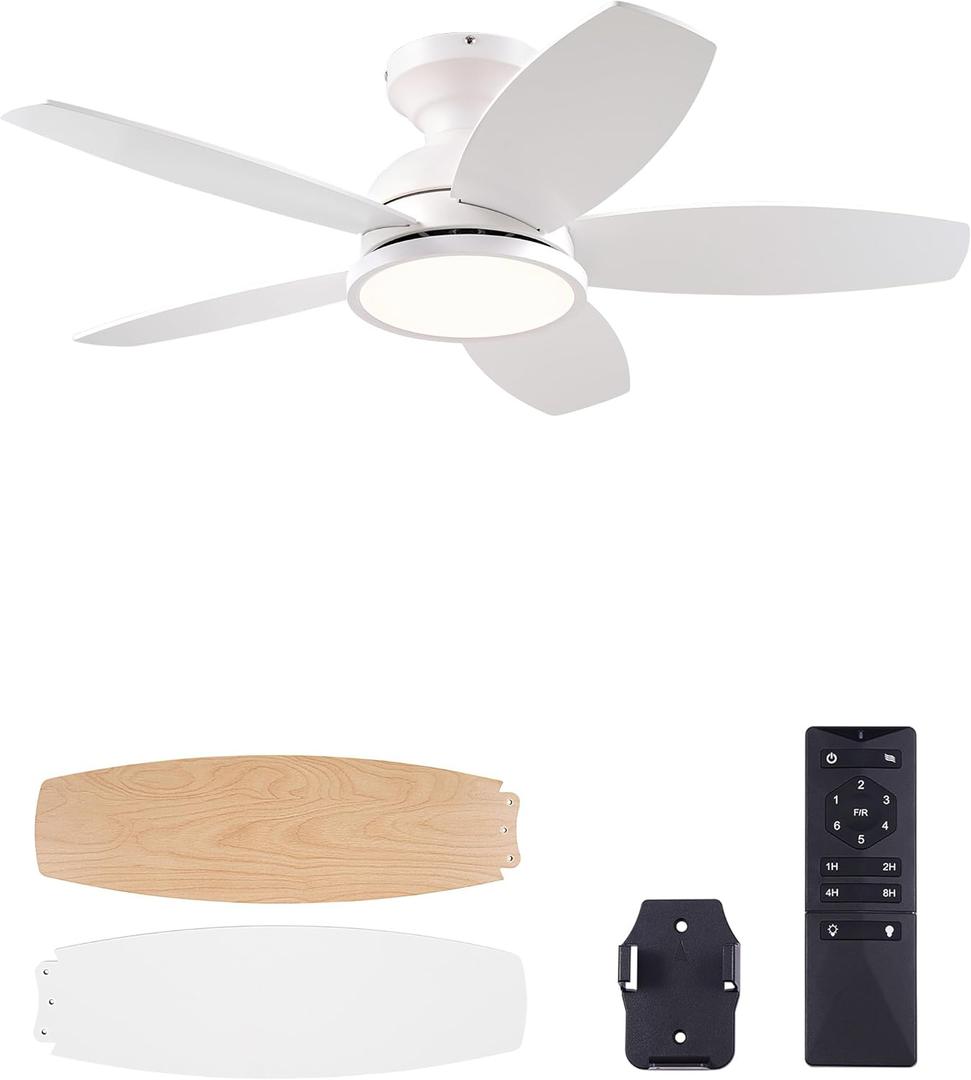 VONLUCE Ceiling Fans with Lights, 36 Inch Ceiling Fan and Remote, Full-spectrum LED Light, 3CCT, 6-Speeds Noiseless Reversible DC Motor, Modern Ceiling Fan for Bedroom Living Room Farmhouse, White