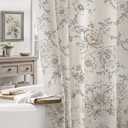 Farmhouse Floral Linen Shower Curtain, Vintage Grey Pattern Rustic Shower Curtains for Bathroom, Tan Taupe,Gray,72x84 (Extra Long 72" Wx84" L)