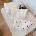 Quilted Cotton Makeup Pouch, Large Floral Makeup Bag for Women, Kawaii Travel Cosmetic Pouch Coquette Organizer Bag