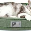 Orthopedic Cat Bed for Puppy and Kitten,Soft Cat Beds for Indoor Cats,Washable Dog Bed with Removable Cover&Non-Slip Bottom with Four-Sided Bolster Green S (Small (20 x 18 Inch))