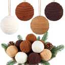 16 Pcs 2.36 Inches Neutral Christmas Balls Ornaments Rustic Boho Brown White Hanging Balls Ornaments Modern Farmhouse Christmas Decor for Xmas Tree Bowl Basket Vase Fillers