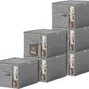 Clothes Storage Bins with Sturdy Frames, Foldable Fabric Clothing Organizer Box for Moving, Sweater Storage Cube with Lids and Zipper, Linen Closet Storage Bags for Blankets, Clothes, Sheet