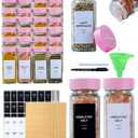 24 Glass Spice Jars with Label-4oz Spice Containers with Lids and Shaker Lids,3 Sets of Spice Labels 1 Collapsible Funnel 2 Erasable Markers (24)