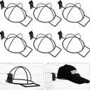 Kigley 6 Pcs Wire Hat Display for Baseball Caps Black Metal Slatwall Accessories Rack Retail Shelves for Merchandise Door Closet Office Bedroom(Square Brim,Black)