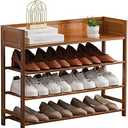 Suwoic Bamboo Shoe Rack Organizer, 4 Tier Shoe Shelf Storage Organizer, for Entryway, Hallway, and Closet (Brown-31.5)
