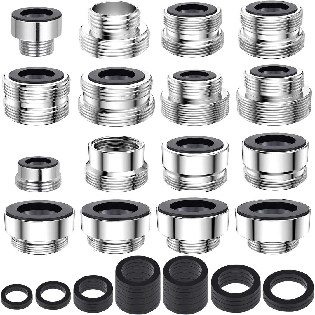 16 pcs Faucet Adapter Kit, CNYMANY Kitchen Aerator Adapter Set Male Female M22 Sink Faucet Adapter Connecting Garden Hose Water Filter Standard Hose via Diverter
