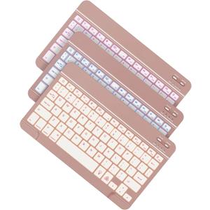 OMOTON Bluetooth Keyboard, Wireless Rechargeable Keyboard for iPad, iPad Pro, iPad mini/Air with Illuminated LED (Rose Gold)