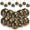 Zubebe Christmas Bells Jingle Bells Large 2.5 Inch Star Cutout Ornament for Crafts Christmas Tree Decor Gift Wrapping(Bronze,12 Pcs)