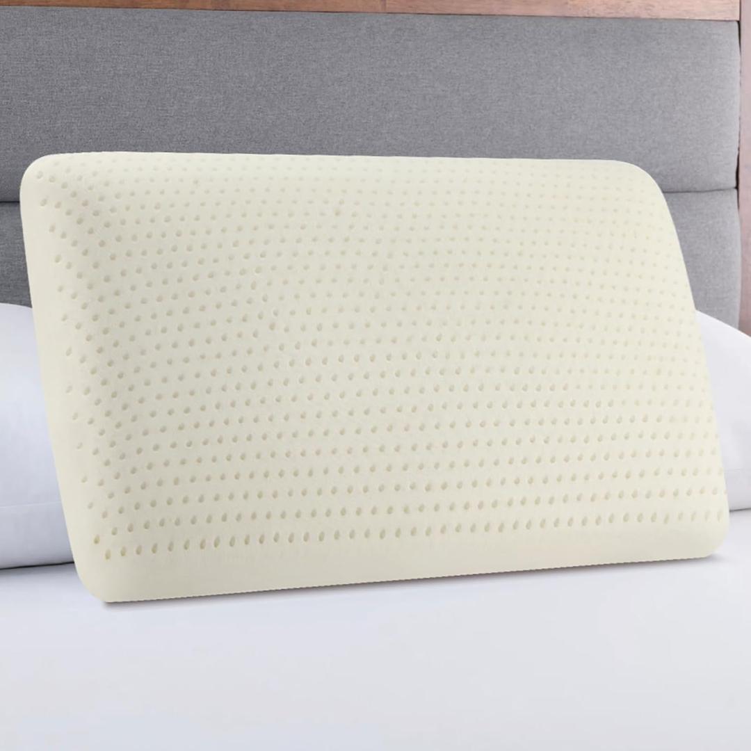 Talalay Latex Pillow, Luxury Queen Sleeping Bed Latex Foam Pillow for Side, Back, and Stomach Sleepers, Extra Soft, Removable Breathable Cotton Cover (King)