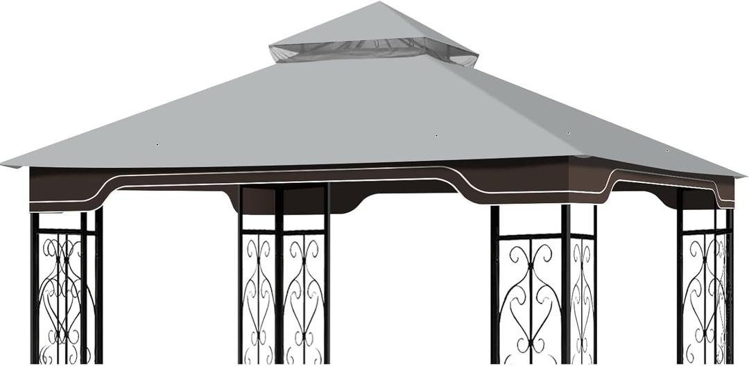 10x12 Gazebo Canopy Replacement for 10 x 12 Regency II Patio Gazebo Model L-GZ798PST,A101004104,A101004105 (Gray)
